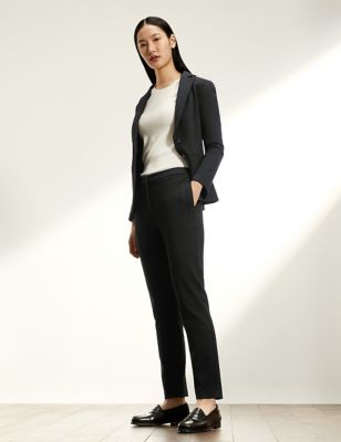 Marks And Spencer JAEGER Womens  Jersey Slim Fit Trousers - Black, Black