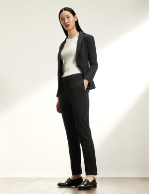 Marks And Spencer JAEGER Womens Jersey Slim Fit Trousers - Black, Black