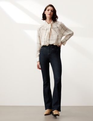 JAEGER Womens Chelsea High Waisted Slim Fit Flare Jeans - Denim, Denim