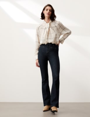 

JAEGER Womens Chelsea High Waisted Slim Fit Flare Jeans - Denim, Denim
