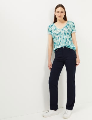 

JAEGER Womens Straight Leg Trousers - Navy, Navy