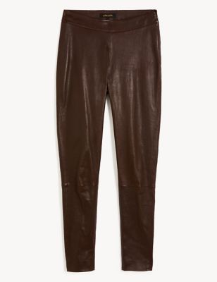 M&S Jaeger Womens Leather Skinny Trousers