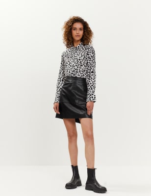 

JAEGER Womens Mini-Glockenrock aus Leder - Black, Black