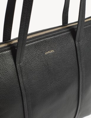 

JAEGER Womens Leather Tote Bag - Black, Black