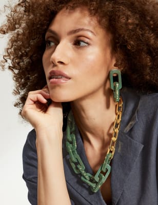 

JAEGER Womens Resin Large Link Drop Earrings - Green, Green