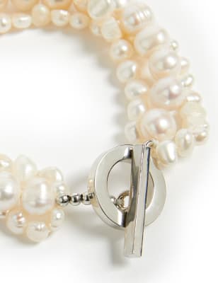 

JAEGER Womens Freshwater Pearl T-Bar Bracelet - Ivory, Ivory