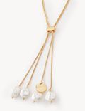 Long Gold Tone Freshwater Pearl Necklace