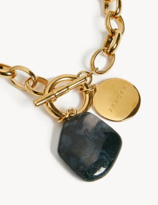 

JAEGER Womens Gold Tone T-Bar Charm Chain Bracelet, Gold