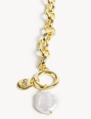 

JAEGER Womens Gold Tone Freshwater Pearl Necklace - White, White
