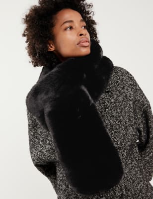 

JAEGER Womens Faux Fur Scarf - Black, Black