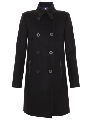 Pure Wool Leather Trim Coat | M&S Collection | M&S