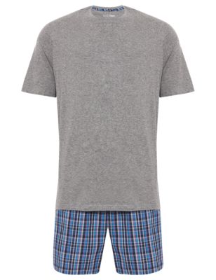 Pure Cotton Checked Pyjama Shorts Set | M&S Collection | M&S
