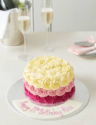 M&S Personalised Piped Rose Sponge Cake (Serves 24)