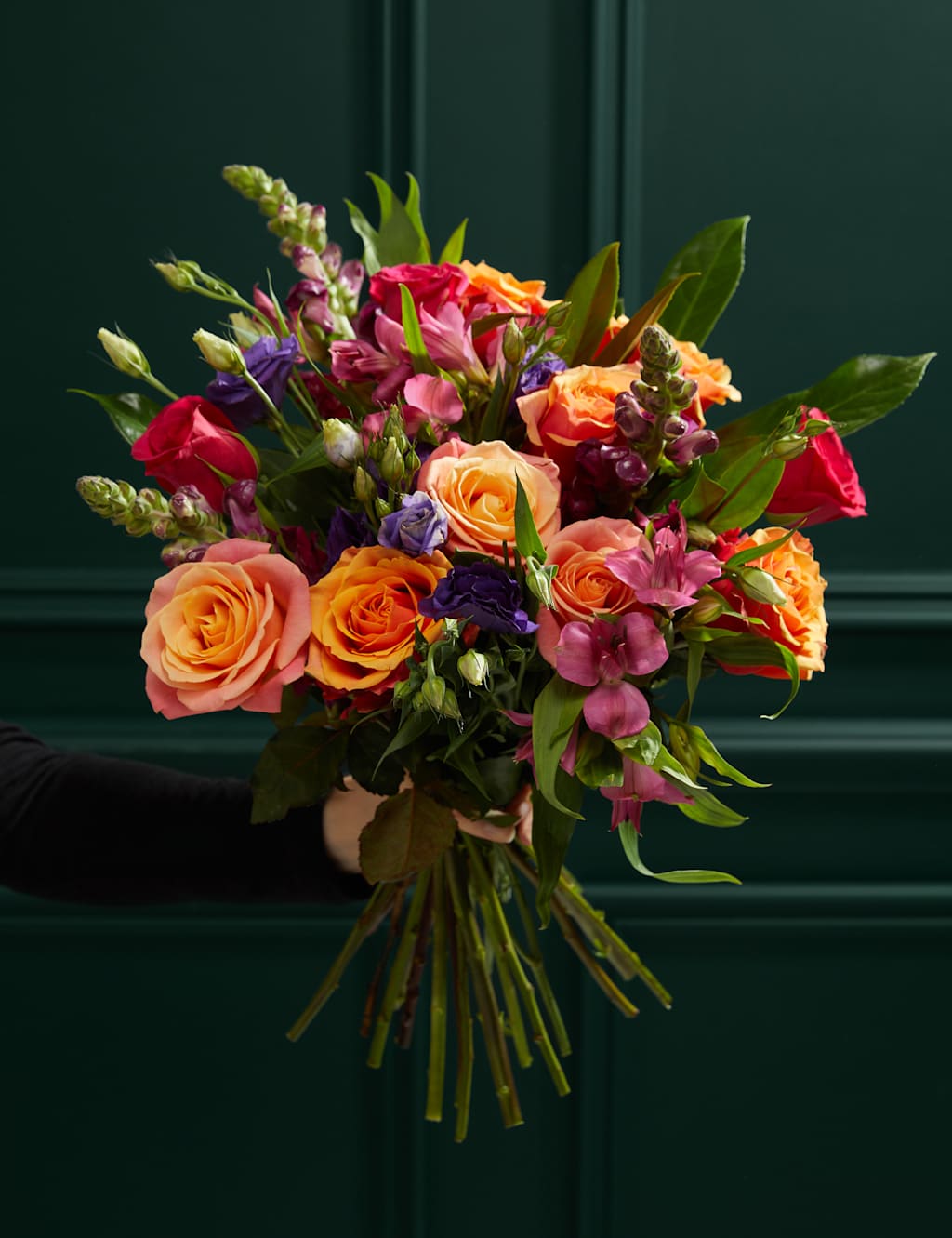 Roses, Lisianthus & Stock Bright Bouquet