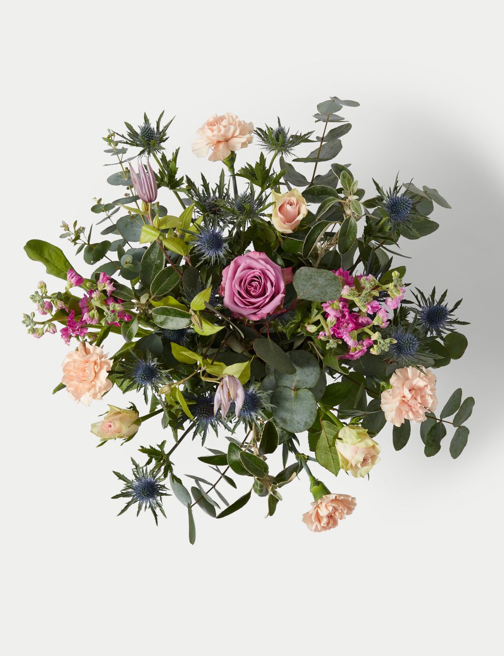 Rose, Delphinium & Spray Stock Bouquet (Available until 02/03/24)