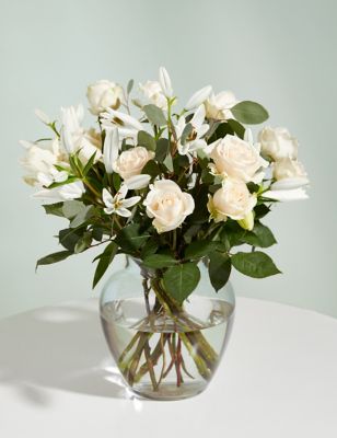 M&S White Rose & Lily Bouquet (Delivery from 29th April 2024)
