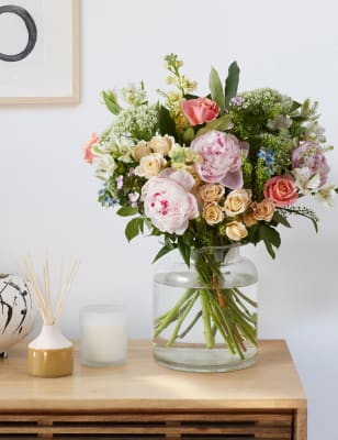 Seasonal Peonies, Roses & Stock Bouquet