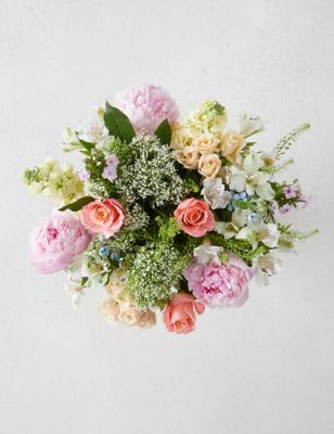 Seasonal Peonies, Roses & Stock Bouquet