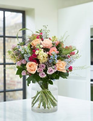 Rose, Stock & Delphinium Bouquet