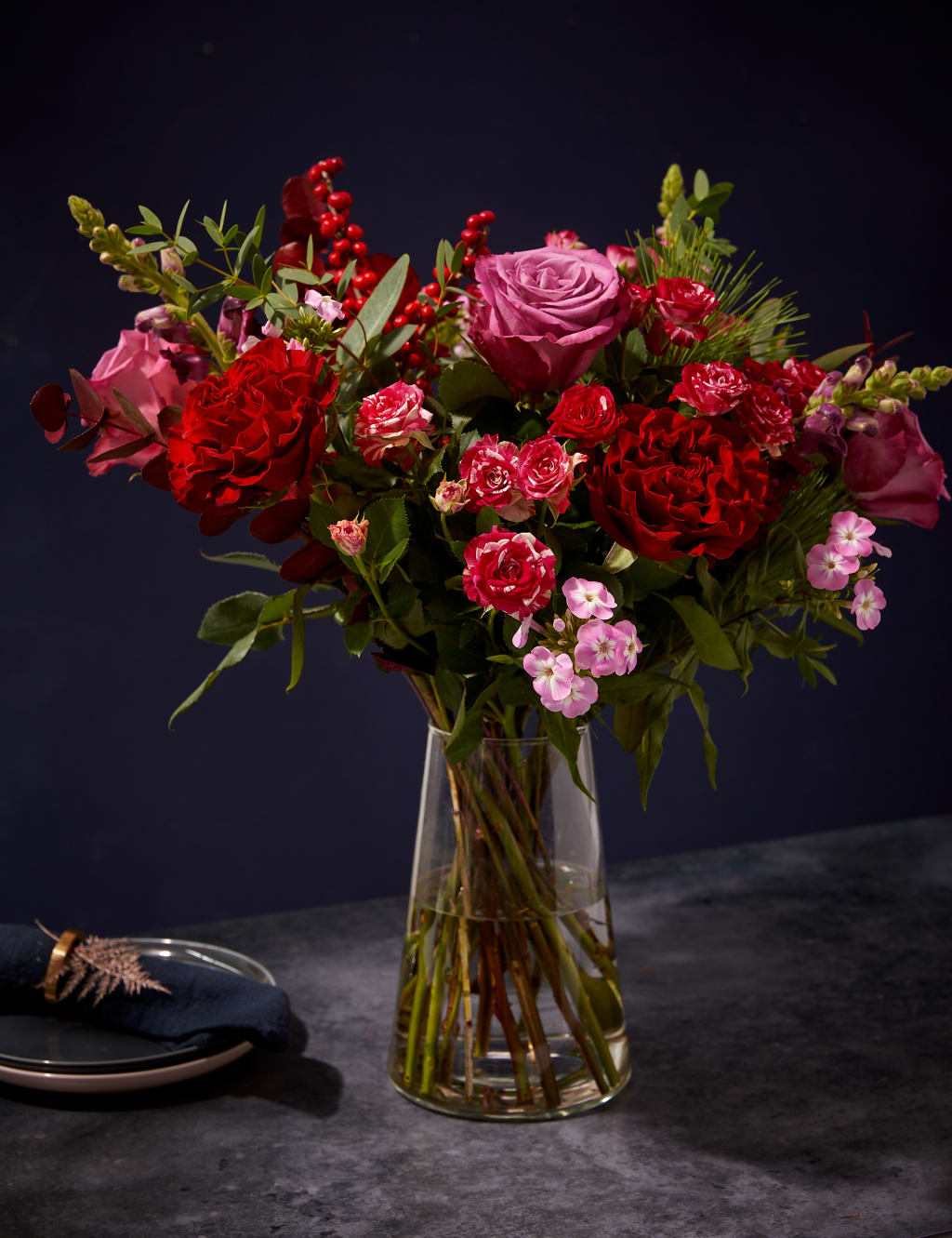 Luxury Red Rose & Antirrhinum Christmas Bouquet (Delivery from 13th December 2023)