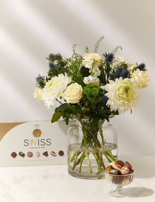 Rose & Thistle Bouquet with Swiss Chocolates