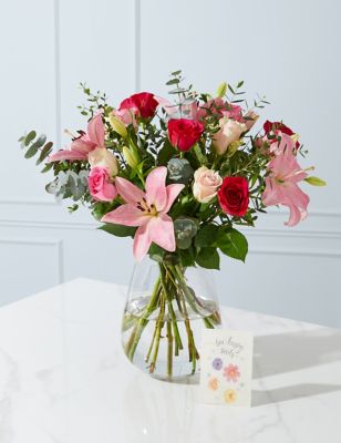 M&S Mother's Day Lily & Radiant Rose Bouquet With Seeds (Delivery from 05/03/24)