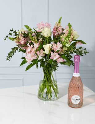 M&S Lovely Mum Rose & Alstroemeria Bouquet With Rose Prosecco (Delivery from 05/03/24)