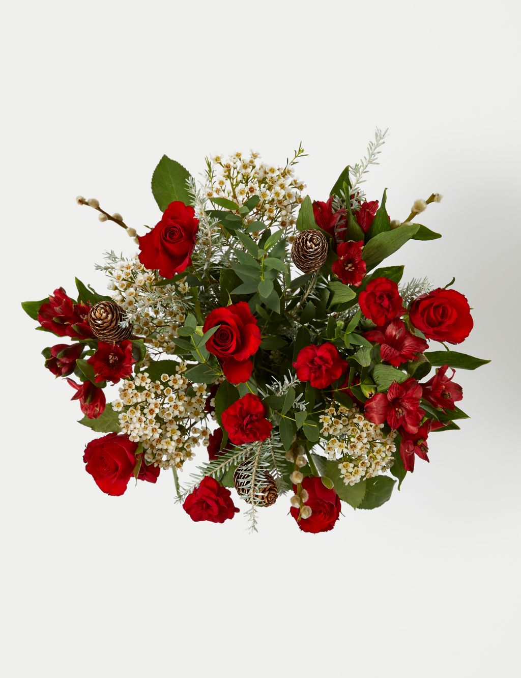 Festive Red Rose & Spray Carnation Bouquet with Chocolates