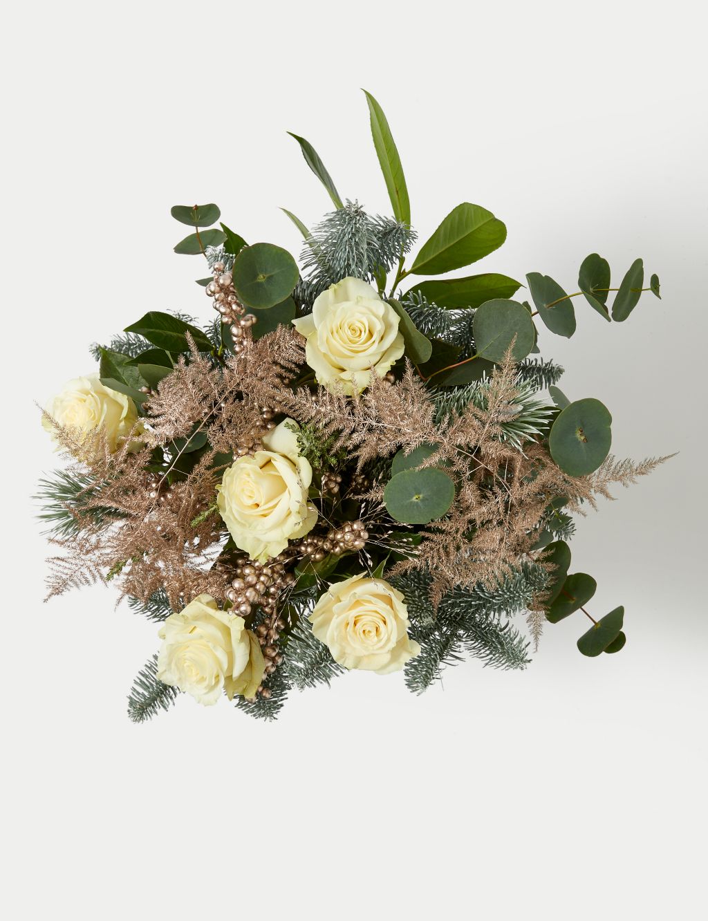 Luxury White Rose Christmas Bouquet in Basket