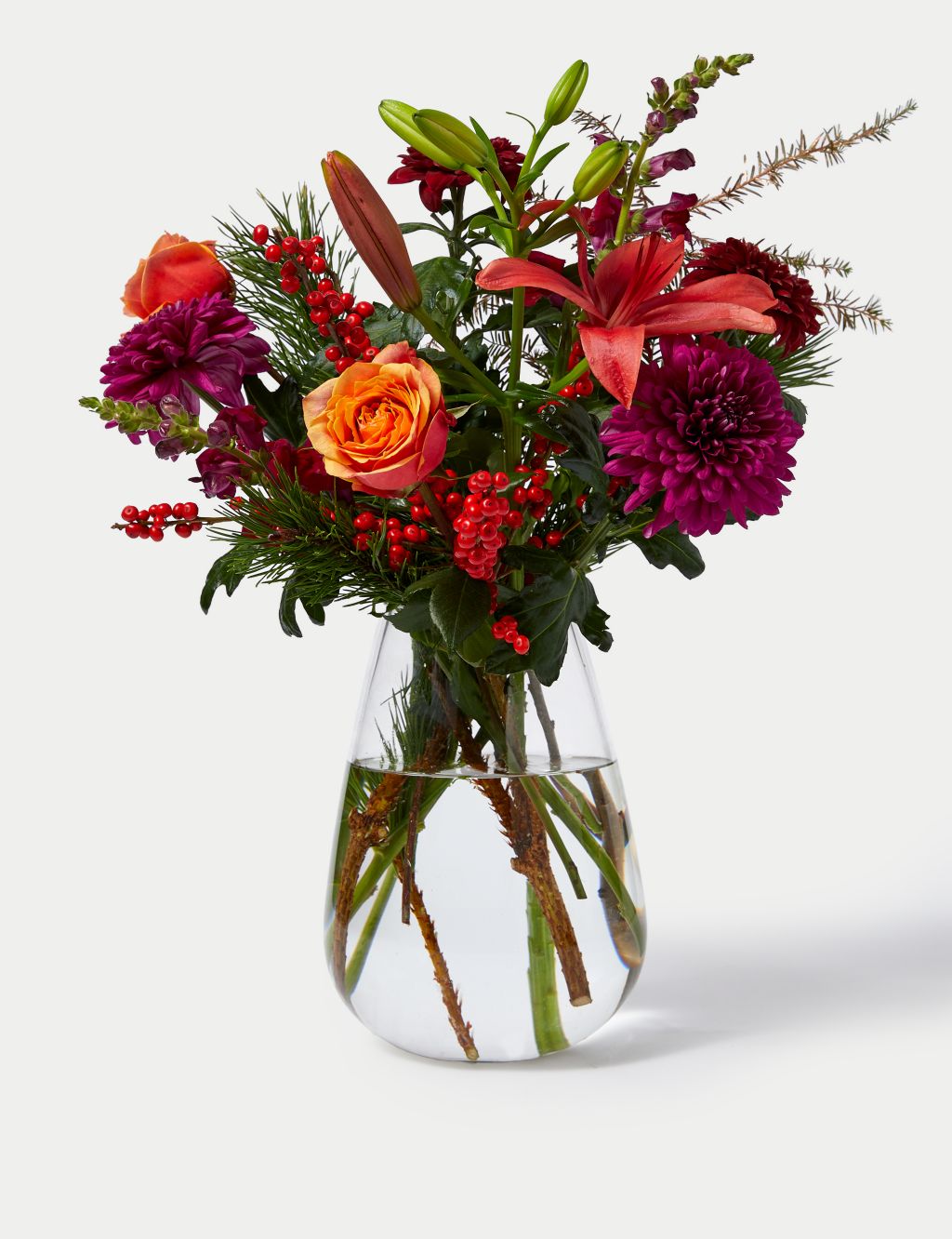 Orange Rose, Ilex & Chrysanthemum Bouquet image 3