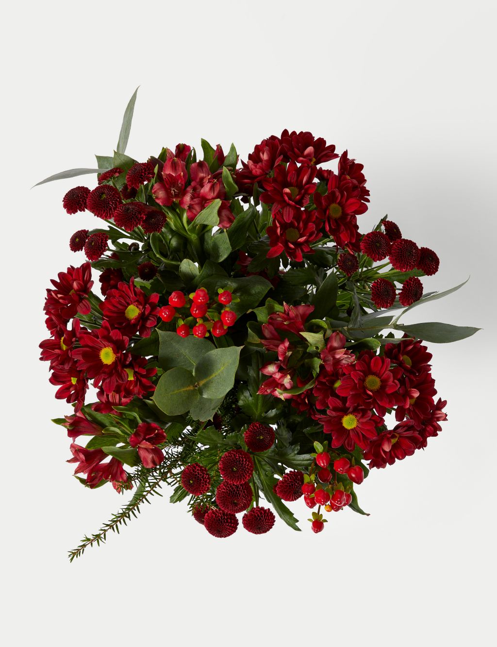 Festive Red Chrysanthemum & Alstroemeria Bouquet