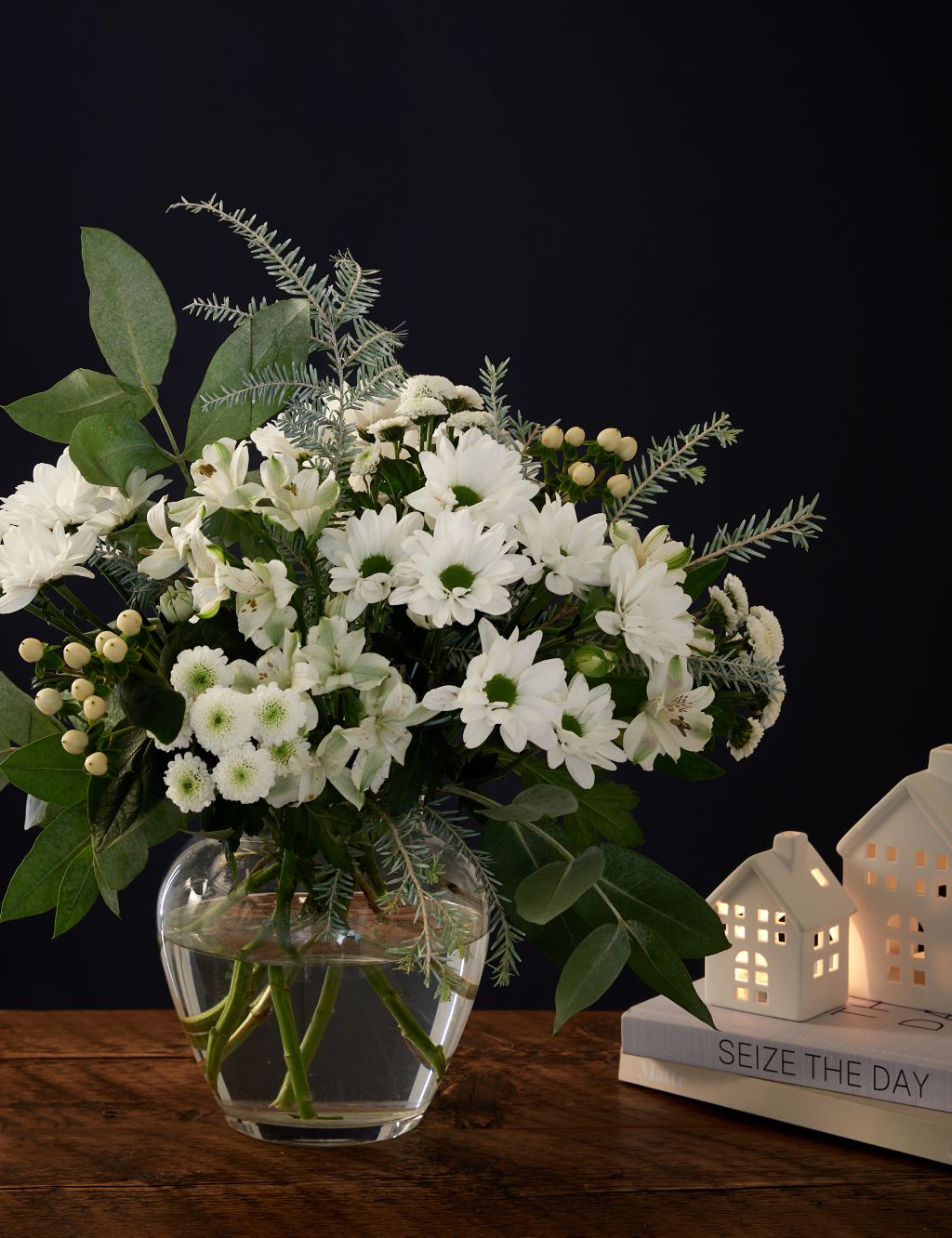 Festive White Chrysanthemum & Alstroemeria Bouquet
