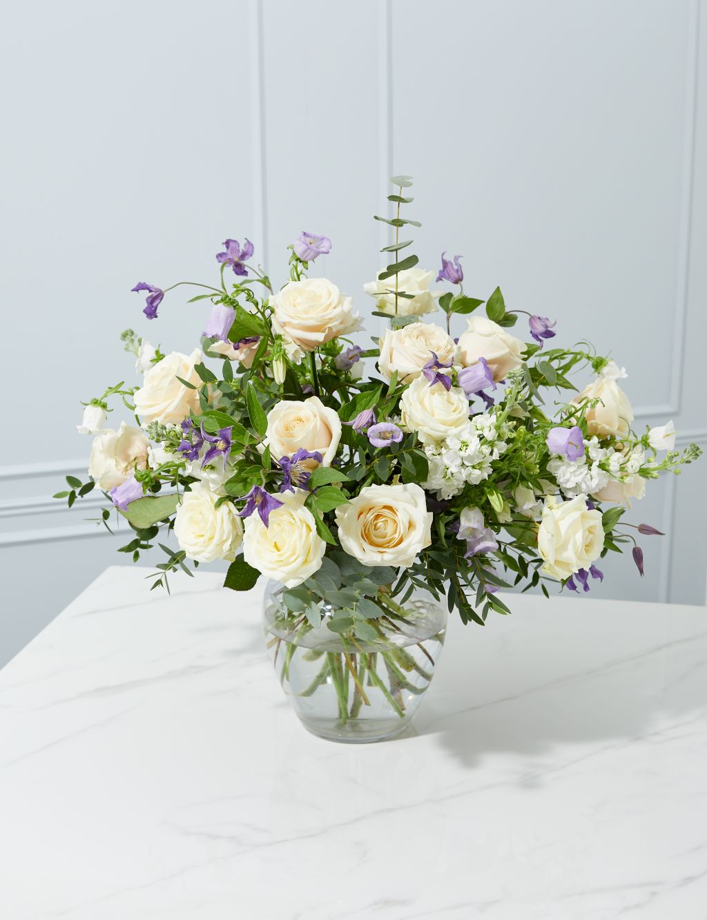 Mother's Day Stocks & Campanula Bouquet (Delivery from 05/03/24)