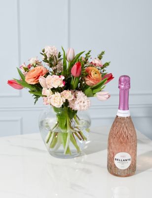 M&S Mother's Day Tulip Bouquet With Rose Prosecco (Delivery from 05/03/24)