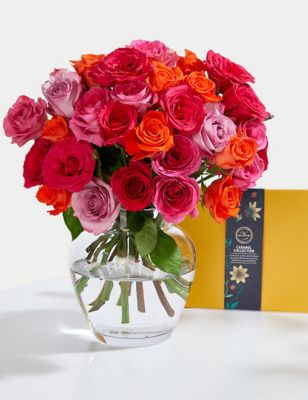M&S Radiant Rose Abundance Bouquet with Collection Caramel Chocolates
