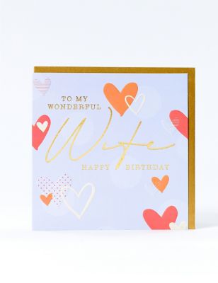 Wife Love Hearts Birthday Card