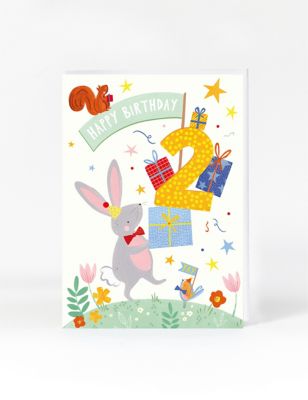 Cute Bunny 2nd Birthday Card