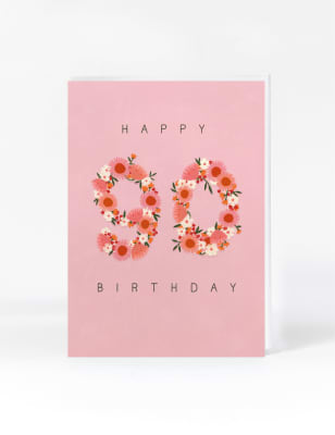 Floral Type 90th Birthday Card