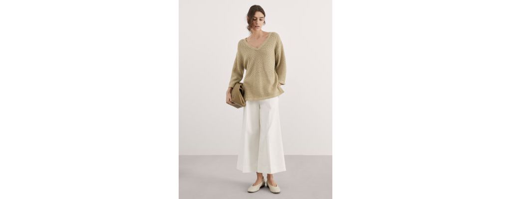 Cotton Rich V-Neck Relaxed Jumper