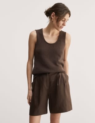 

JAEGER Womens Cotton Rich Ribbed Knitted Vest - Chocolate, Chocolate