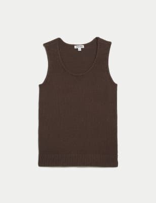 Cotton Rich Ribbed Knitted Vest