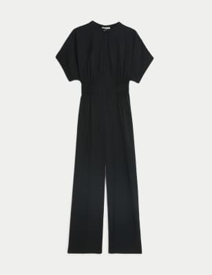 Short Sleeve Wide Leg Jumpsuit