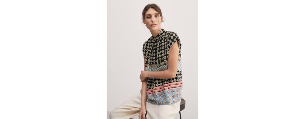 Pure Lyocell™ Printed High Neck Blouse