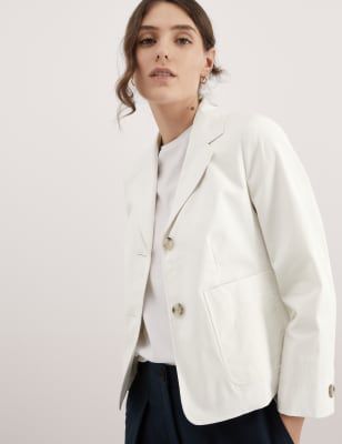 

JAEGER Womens Relaxed Cropped Blazer - Ivory, Ivory