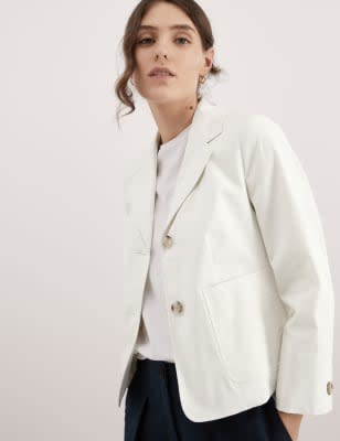 Relaxed Cotton Stretch Cropped Blazer