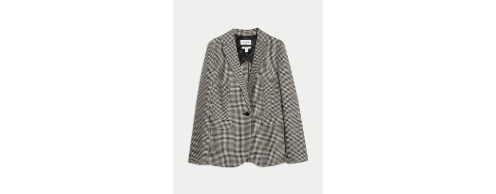 Pure Linen Gingham Single Breasted Jacket