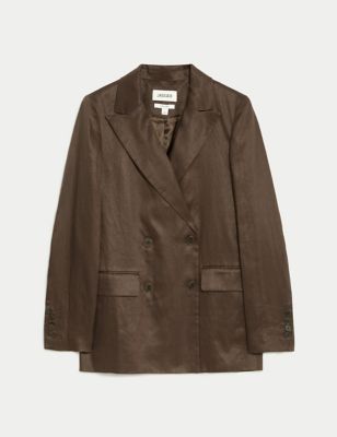 Pure Linen Double Breasted Pea Coat