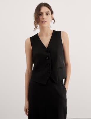 

JAEGER Womens Linen Blend Waistcoat - Black, Black