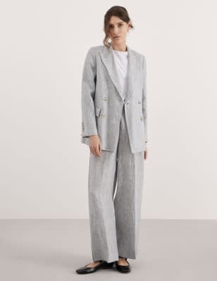 Pure Linen Striped Trousers