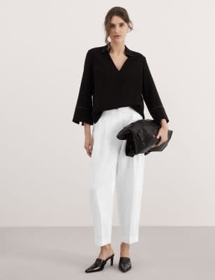 

JAEGER Pantalón tapered 100% lino con pinzasWomens - White, White